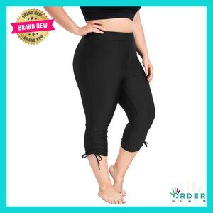 High Waisted Swim Capris Rash Guard Leggings UPF 50 Plus Size Water Activities